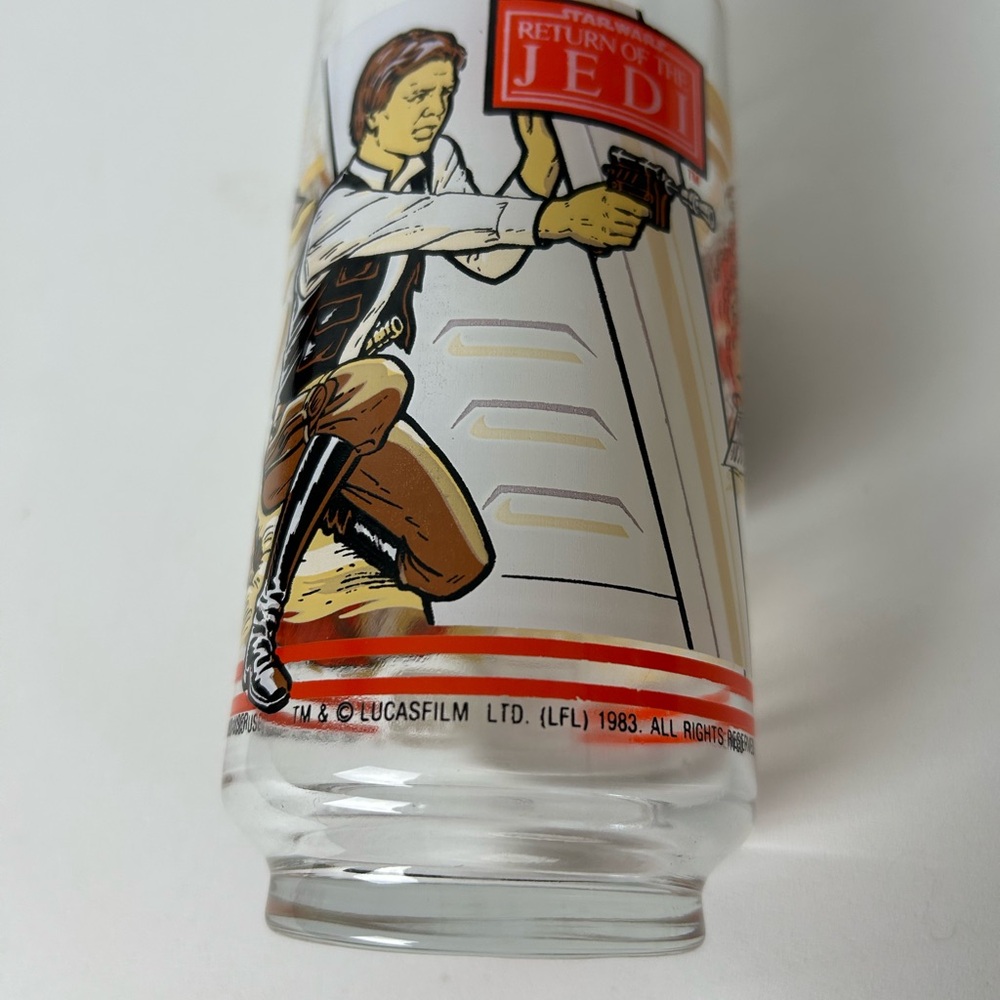 Star Wars - Return of The Jedi - Burger King 1983 Glass Cup Vintage Han Solo - Picture 9 of 10